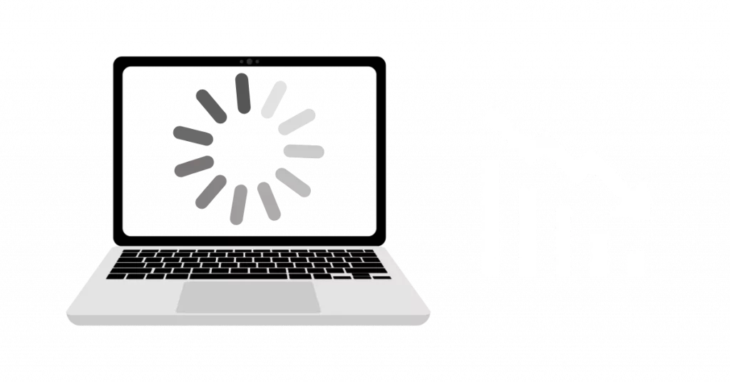 Website loading bar next to a stopwatch and a falling conversion curve as a symbol for users lost due to long loading times.